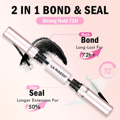 LA MAESII Lash Bond&Seal Remover Kit 3 in 1,Lash Cluster Glue Waterproof