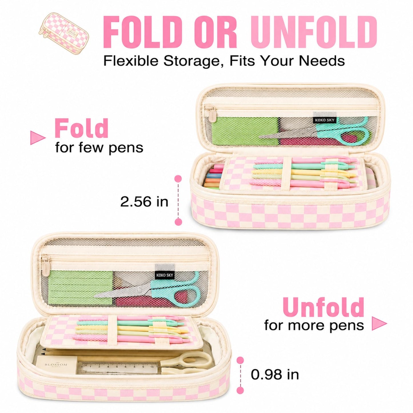 PUPTILY Pencil Case, Large Capacity Aesthetic Pencil Cases with Durable Zipper, Big Stationery Pencil Pouch for Women & Men, Adults Portable Storage Organizer Bag for College, Office, Travel (Green)
