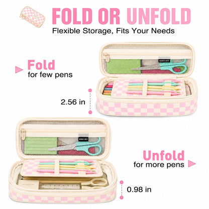 PUPTILY Pencil Case, Large Capacity Aesthetic Pencil Cases with Durable Zipper, Big Stationery Pencil Pouch for Women & Men, Adults Portable Storage Organizer Bag for College, Office, Travel (Green)
