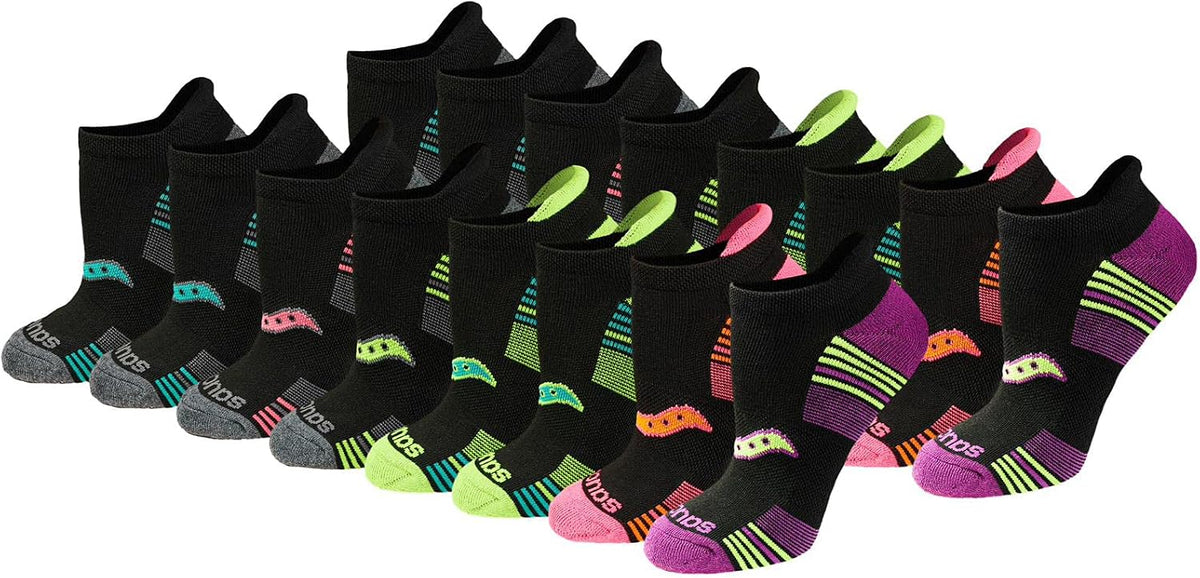 Saucony Women's RunDry Performance Heel Tab Athletic Socks, Available in S-L (8, 16, 24 Pairs)