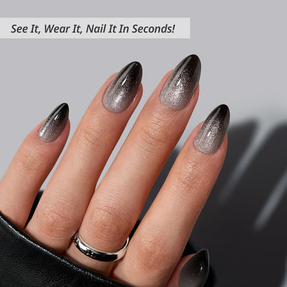 BTArtbox Press On Nails, Cream Puff, Short Almond, Ombre Off White, 32Ct