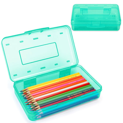 Clear Plastic Hard Pencil box Case with Personalized Sticker for Girl Boy