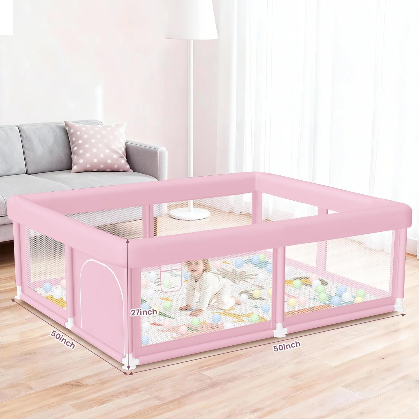 Hiaksedt Baby Playpen 50x50 Inch, Play Pens for Babies and Toddlers