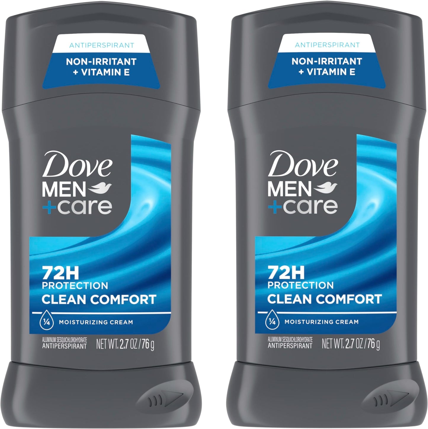 DOVE MEN + CARE Antiperspirant Deodorant Stick Clean Comfort Twin Pack 72-Hour Sweat & Odor Protection Antiperspirant for Men With 1/4 Moisturizing Cream 2.7 oz