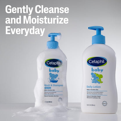 Cetaphil Baby Wash & Shampoo + Lotion, Sensitive Skin, 13.5oz, 2ct