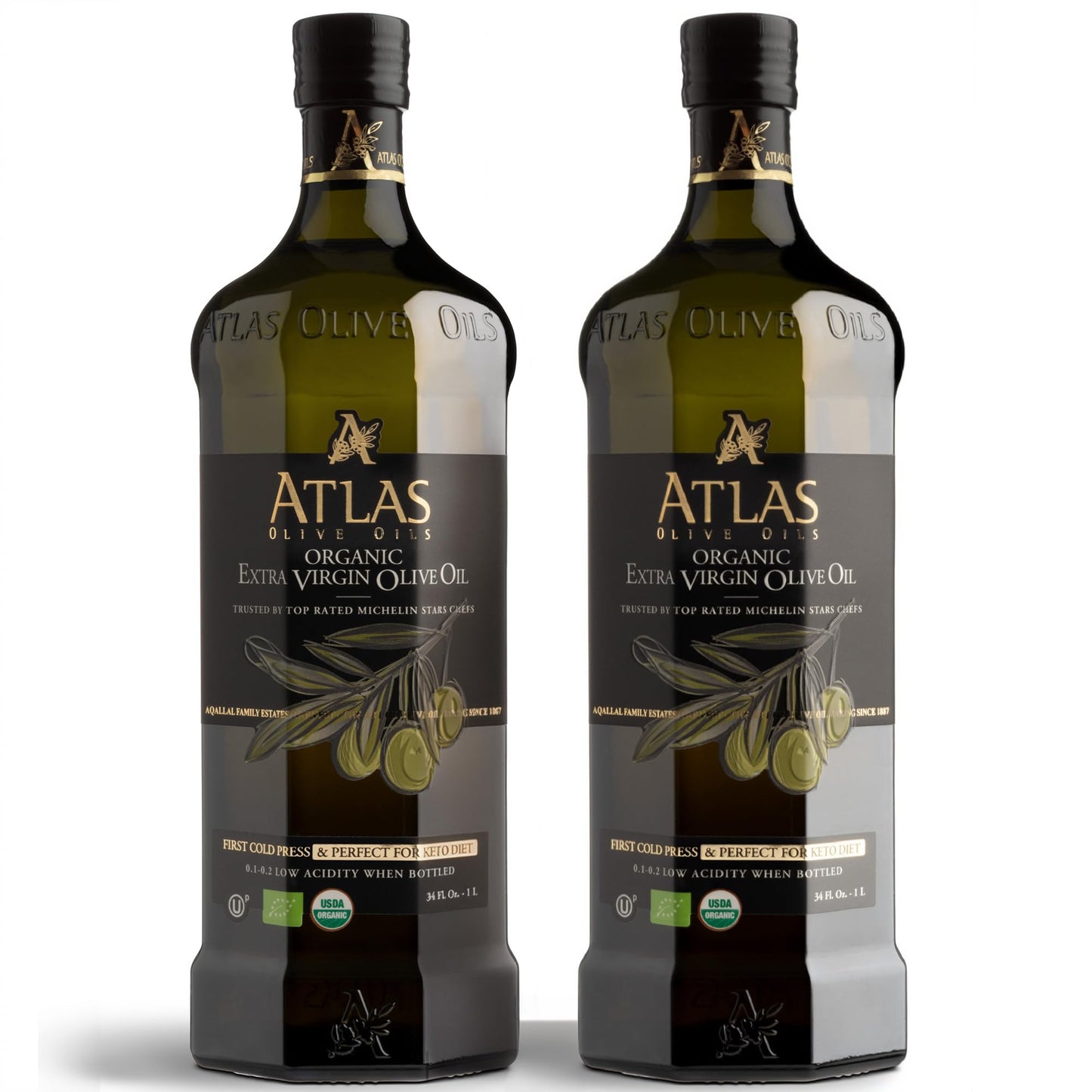 Atlas Organic Extra Virgin Olive Oil, Moroccan, High Polyphenol, 1 L