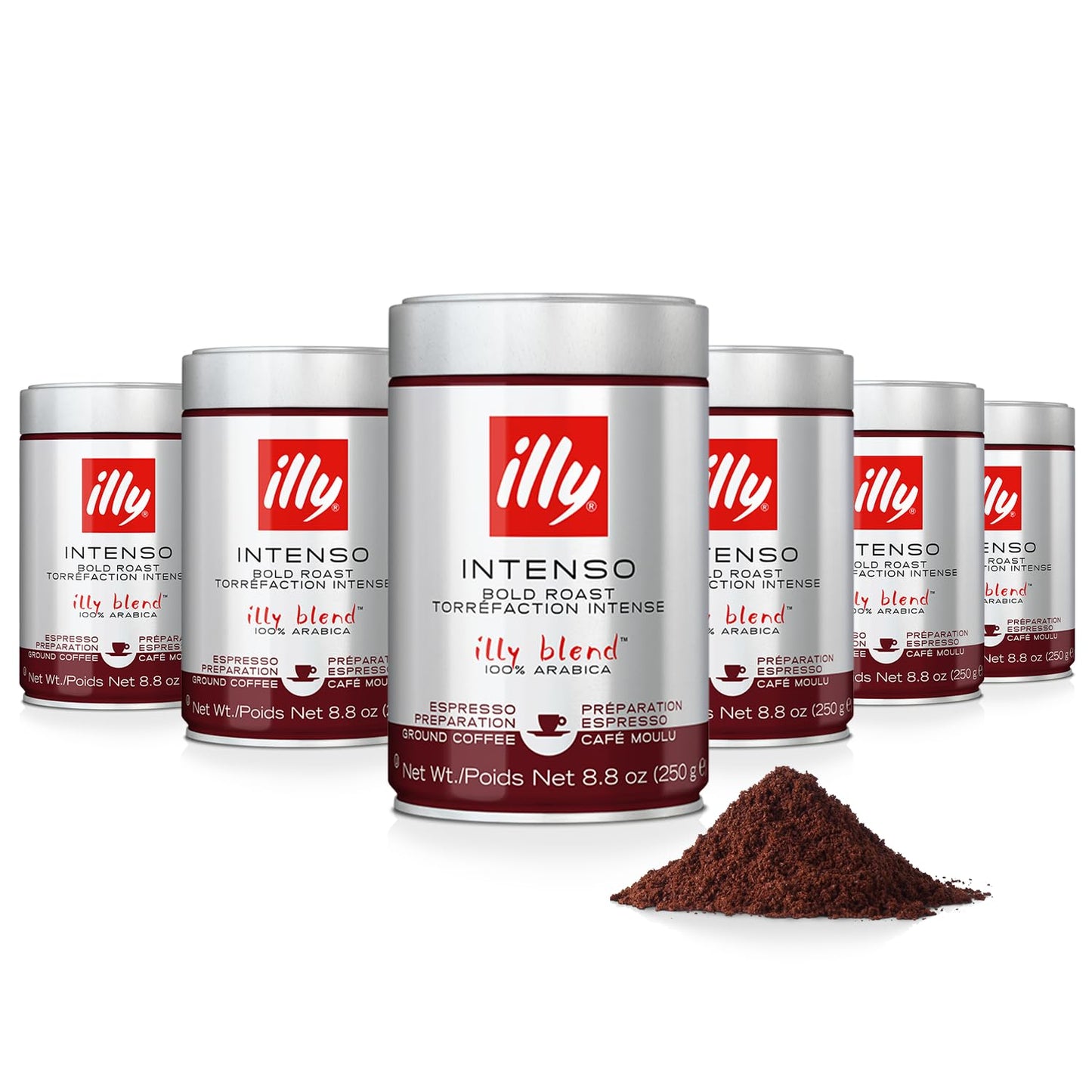 illy Intenso Ground Espresso Coffee, Bold Roast, Intense, Robust and Full Flavored With Notes of Deep Cocoa, 100% Arabica Coffee, No Preservatives, 8.8 Ounce Can (Pack of 1)