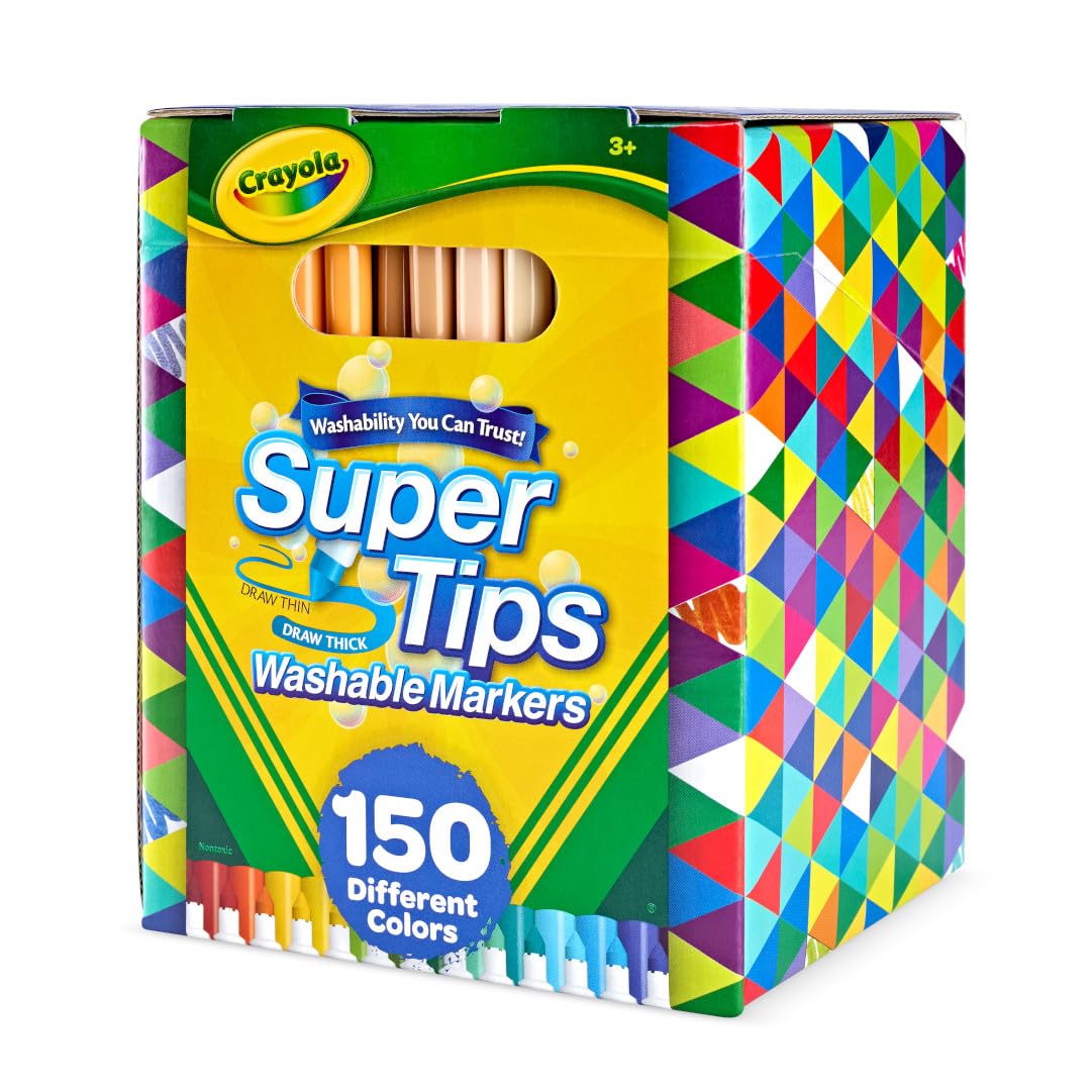 Crayola Super Tips Marker Set (100ct), Fine Point Washable Markers, Teacher Must Haves, Back to School Supplies for Kids & Adults, Art Supplies, Ages 3+