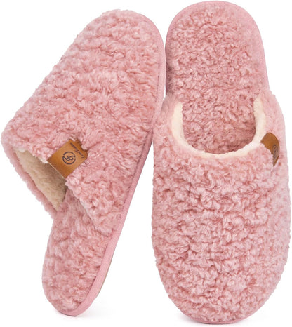 EverFoams Women's Fuzzy Slippers Warm Cozy Memory Foam Indoor House Shoes