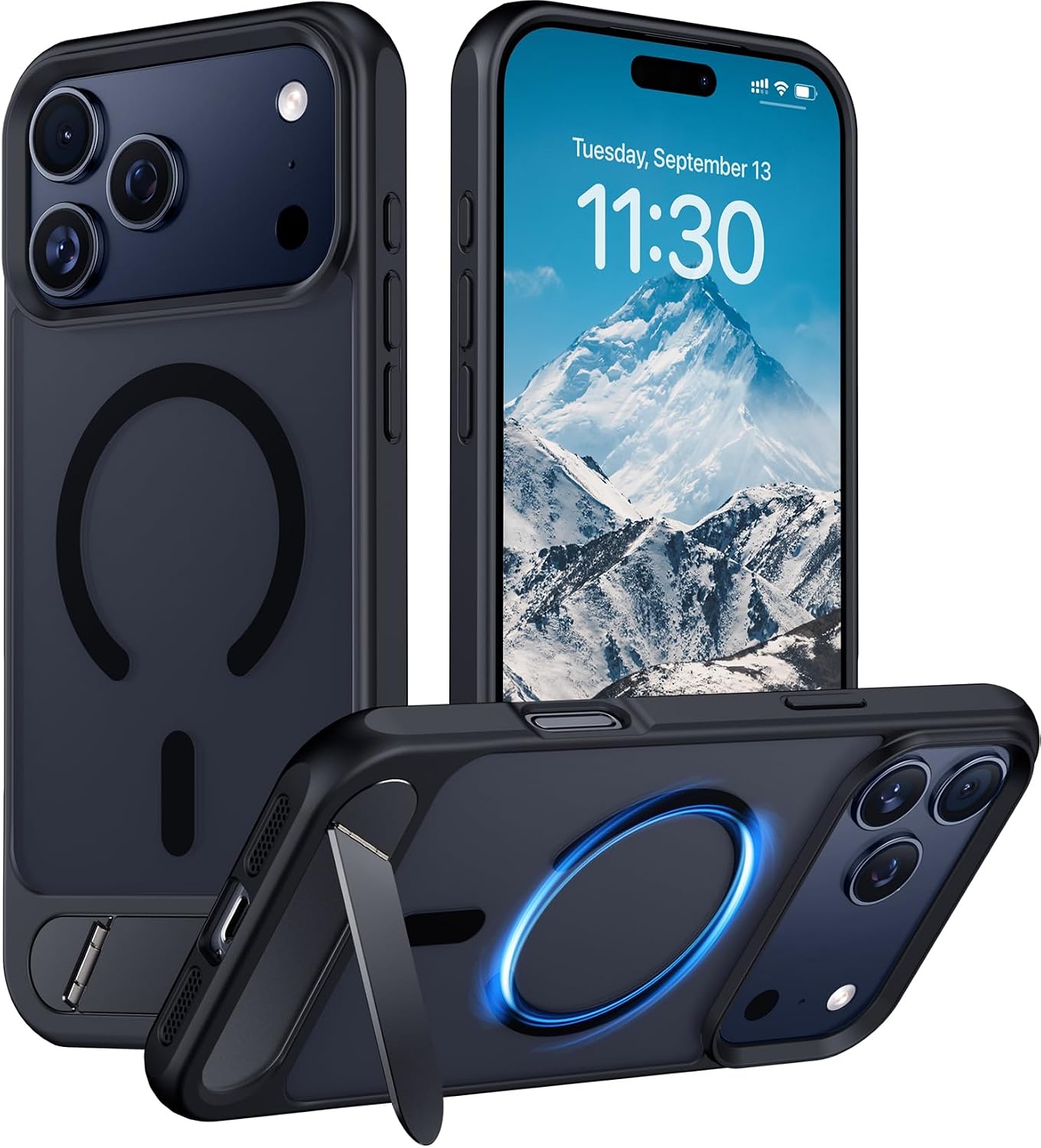 Magnetic Compatible with iPhone 14 Pro Max Case, [Built-in Invisible Kickstand][Compatible with MagSafe] [Military Grade Shockproof] Slim Translucent Matte Phone Case for iPhone 14 Pro Max 6.7"