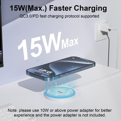 MagSafe Charger 2 Pack 15W Magnetic Wireless Charger Fast Charging Pad Compatible with iPhone 17/16/15/14/13/12 Series & AirPods 3/2/Pro Magnetic MagSafe Charging Pad with Dual Ports-Blue