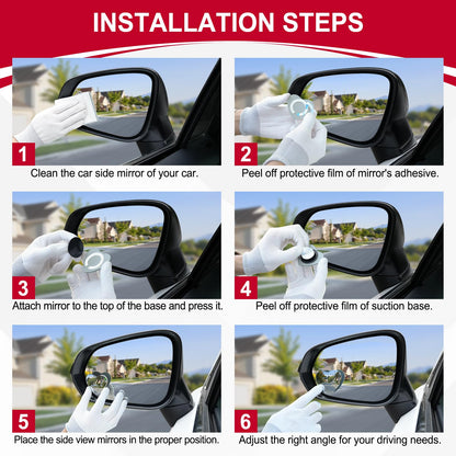LivTee Blind Spot Mirror, 2" Round HD Glass Frameless Convex Rear View Mirrors Exterior Accessories with Wide Angle Adjustable Stick for Car SUV and Trucks, Pack of 2