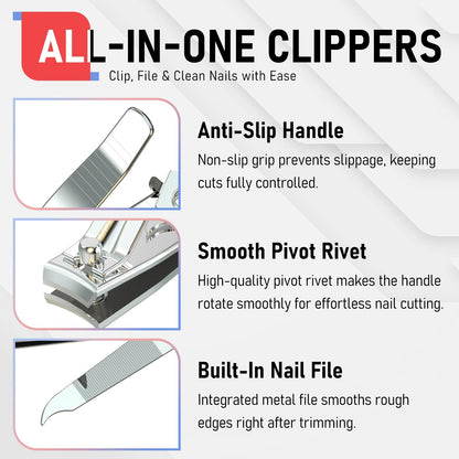 firiKer Nail Clippers with Nail File,Fingernail Clipper,Toe Nail Clippers