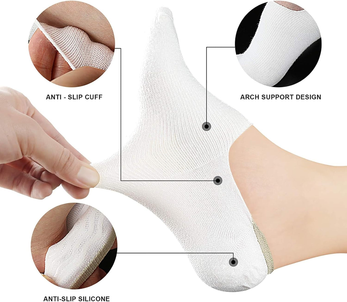 wernies No Show Socks Women Low Cut Ankle Socks Non Slip 4/8 Pairs