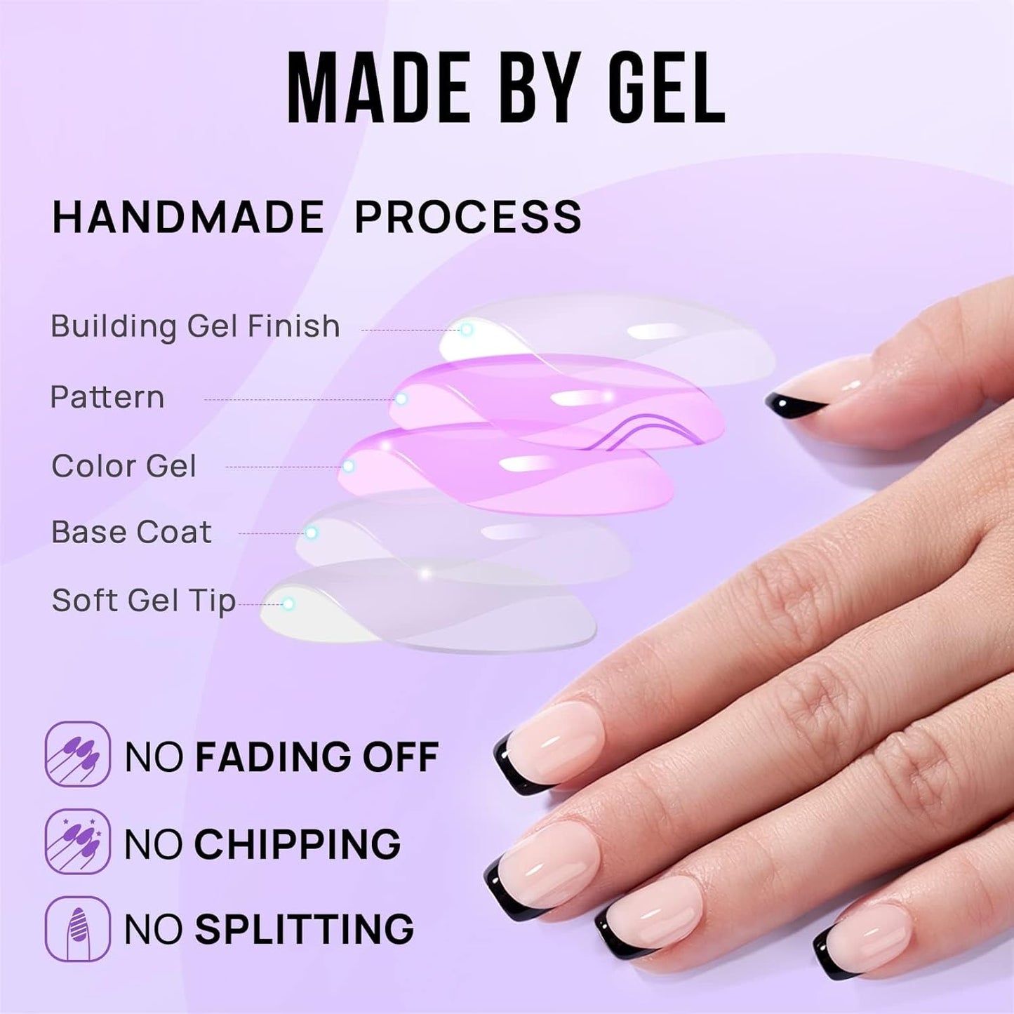 BTArtbox Press On Nails, Vanilla Cream, Short Square, Ombre Peach, 32Ct