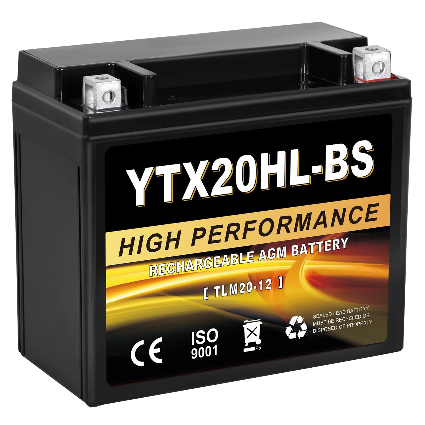 YTX14AH-BS 12V 12Ah Motorcycle Battery, 220CCA Rechargeable Maintenance Free Sealed AGM Battery, Powersport Replacement for ATV, UTV, Scooter