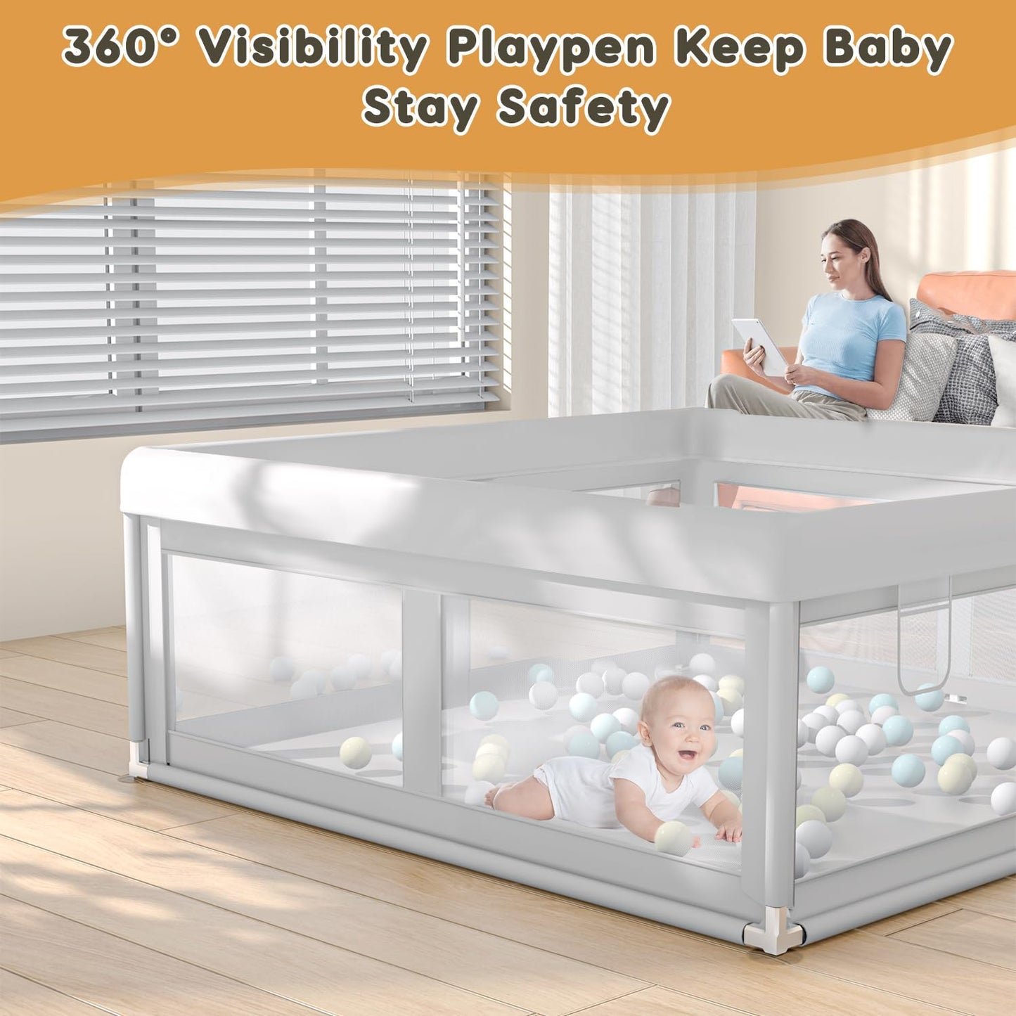 Hiaksedt Baby Playpen 50x50 Inch, Play Pens for Babies and Toddlers