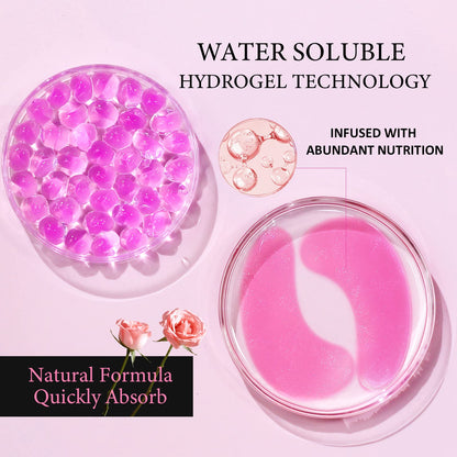 PEAUAMIE Under Eye Patches Gold and Hyaluronic Acid for puffy eyes,Rose Eye Masks for Dark Circles and Puffiness skin care Smooth Wrinkles products 30 Pairs