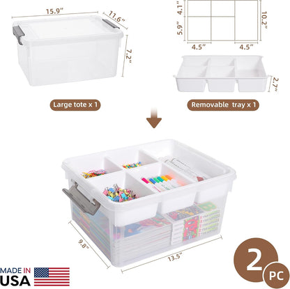 Citylife 6Qt 4Packs Clear Craft Organizers and Storage BOX, Sensory Bins