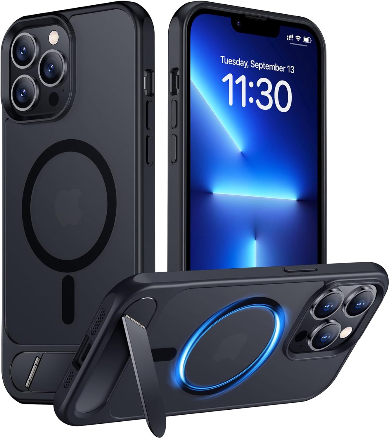 Magnetic Compatible with iPhone 14 Pro Max Case, [Built-in Invisible Kickstand][Compatible with MagSafe] [Military Grade Shockproof] Slim Translucent Matte Phone Case for iPhone 14 Pro Max 6.7"