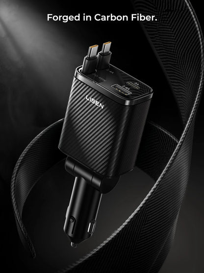 LISEN 72W Retractable Car Charger Ultra-Compact USBC Fast Car Charger