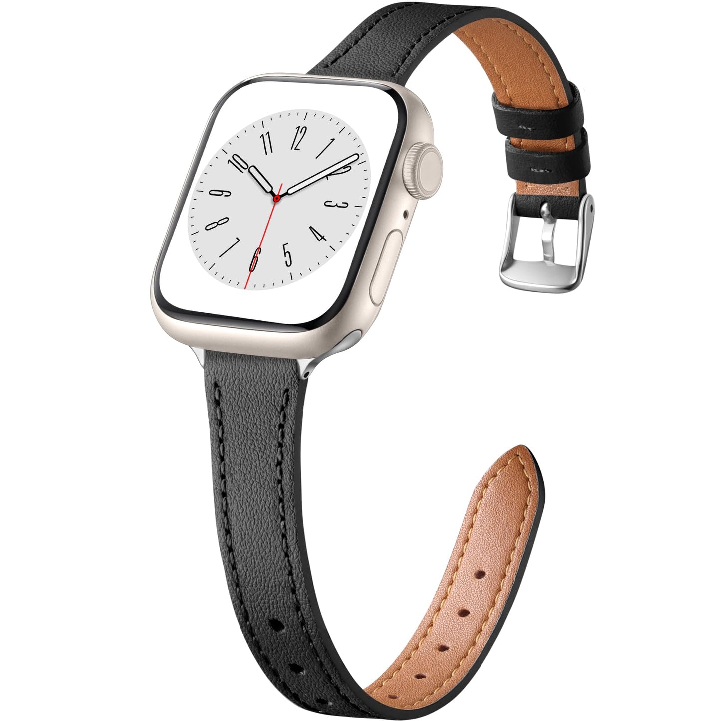 Charlam Slim Leather Band Compatible with Apple Watch Bands for Women 40mm 38mm 41mm 42mm 44mm 45mm 46mm, Top Grain Genuine Leather Strap Thin Wristband for iWatch Series 11 10 SE 9 8 7 6 5 4 3 2 1