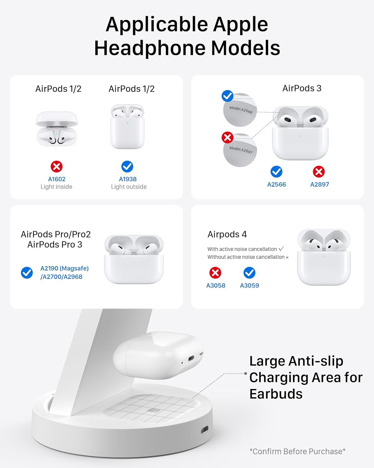 Anlmz 3 in 1 Charging Station - Wireless Charger for Apple Multiple Devices