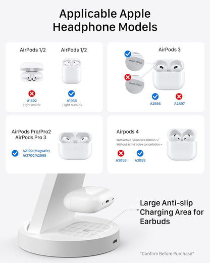 Anlmz 3 in 1 Charging Station - Wireless Charger for Apple Multiple Devices