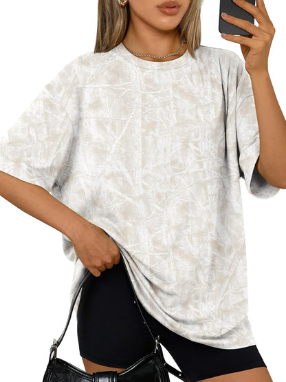 Trendy Queen Womens Oversized T-Shirts Short Sleeve Crew Neck Summer Tops