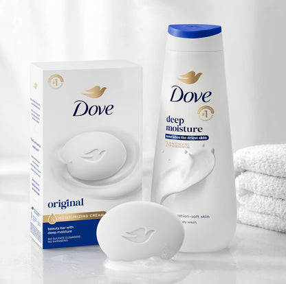 Dove Beauty Bar Soap Original 8 Count for Soft, Smooth Skin, with 1/4 Moisturizing Cream 3.75 oz | Moisturizing beauty bar with ¼ moisturizing cream for soft, smooth skin on face, body and hands