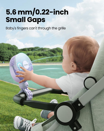 Gaiatop Mini Portable Stroller Fan, Small Clip on Fan 3 Speed Rechargeable