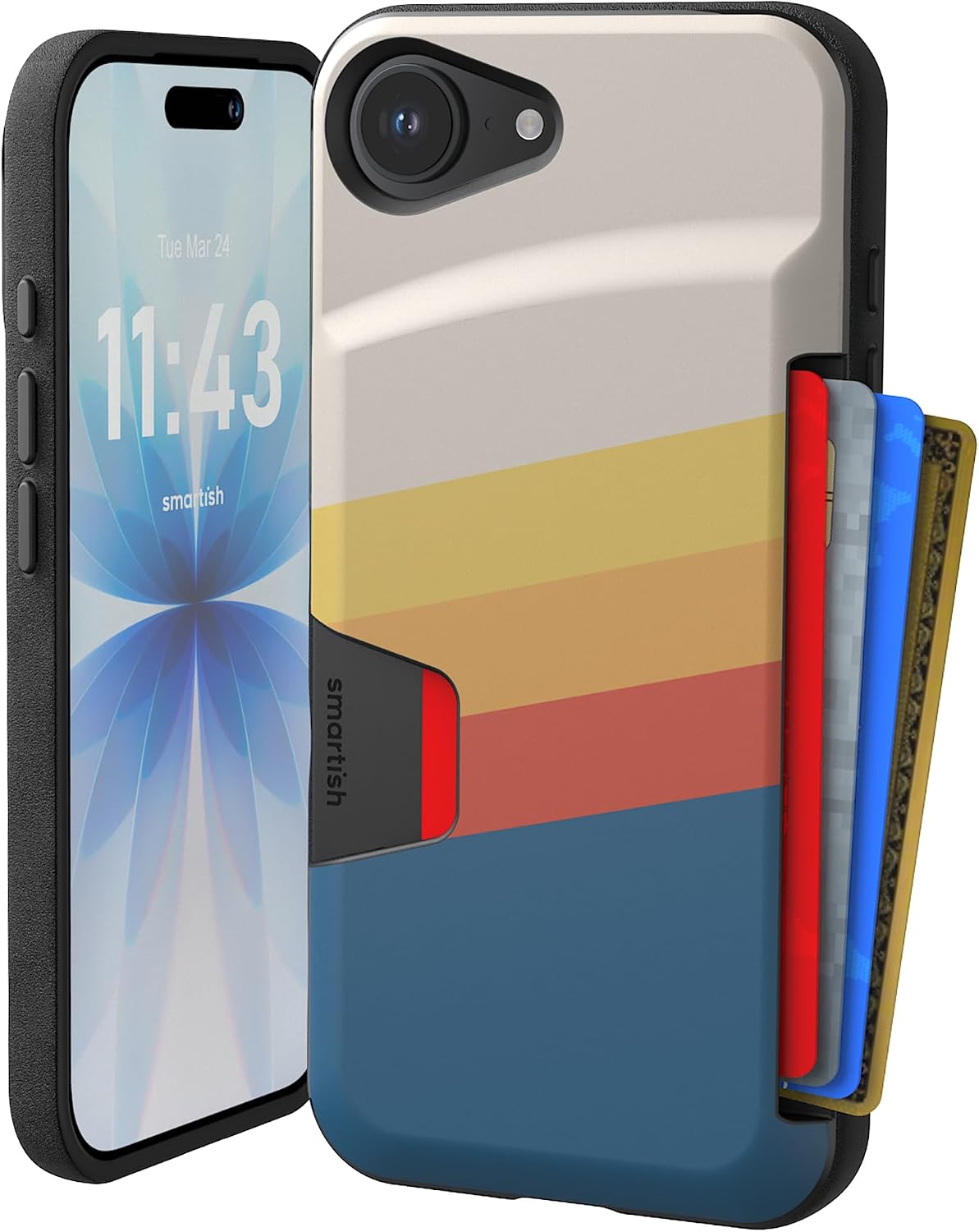 Smartish® iPhone 13 Wallet Case - Wallet Slayer Vol. 1 [Slim + Protective] Credit Card Holder - Drop Tested Hidden Credit Card Slot Cover for Apple iPhone 13 - Black Tie Affair