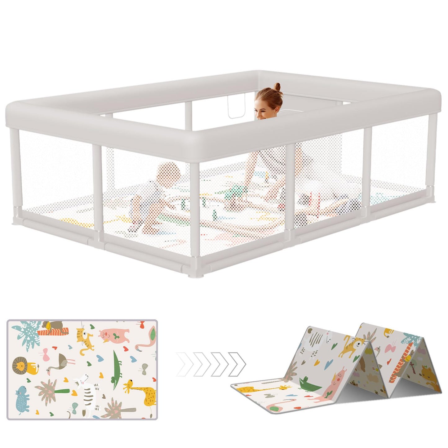Hiaksedt Baby Playpen 50x50 Inch, Play Pens for Babies and Toddlers
