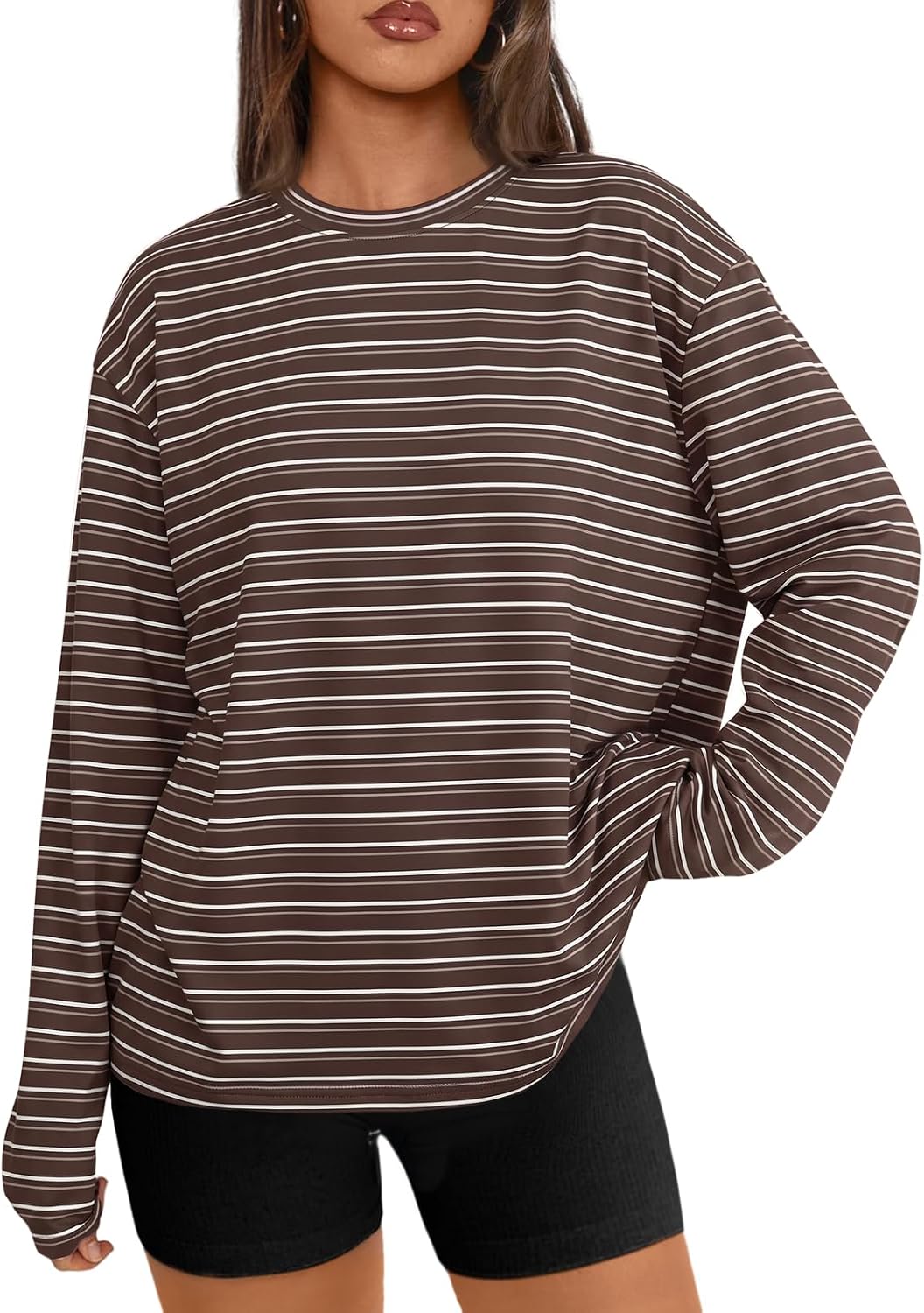 Trendy Queen Womens Oversized Long Sleeve Shirts Fall Tops 2026 Basic Tees