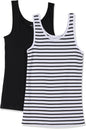 Amazon Essentials Women's Slim-Fit Ribbed Scoop Neck Tank Tops, Pack of 2