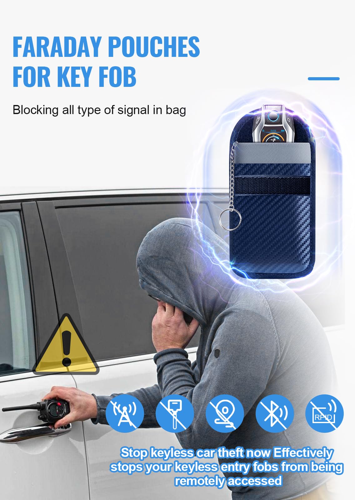 Faraday Pouch for Car Keys, Faraday Bag, Car RFID Signal Blocking Holder, Key Fob Protector, Key fob cage Block Signal Anti-Theft Fob Case Red,M