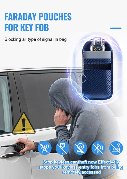 Faraday Pouch for Car Keys, Faraday Bag, Car RFID Signal Blocking Holder, Key Fob Protector, Key fob cage Block Signal Anti-Theft Fob Case Red,M