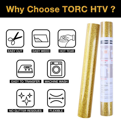 TORC Blush Glitter HTV Heat Transfer Vinyl Roll 12 inch x 5 ft Iron on Vinyl for T Shirts Crafts