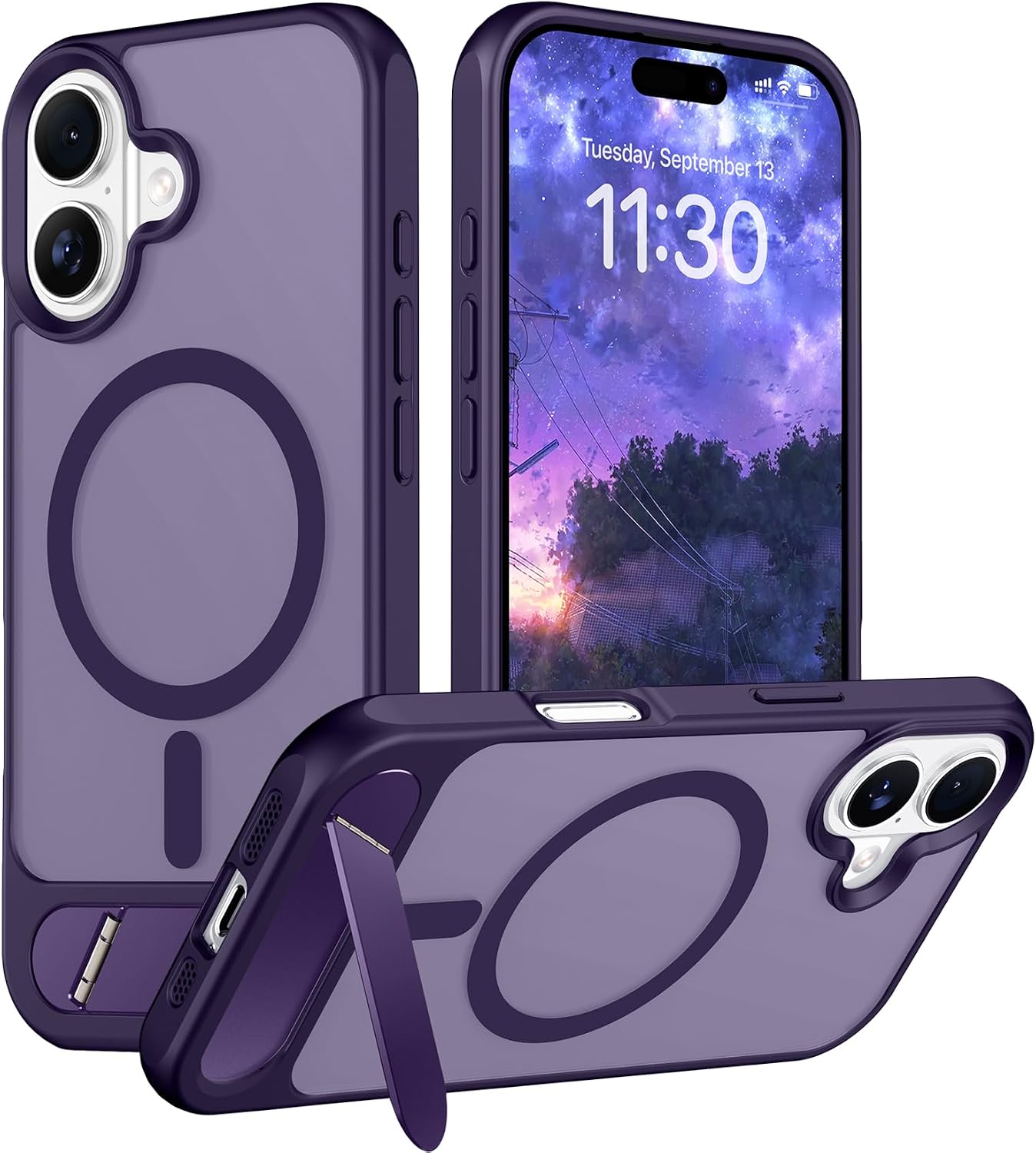 Magnetic Compatible with iPhone 14 Pro Max Case, [Built-in Invisible Kickstand][Compatible with MagSafe] [Military Grade Shockproof] Slim Translucent Matte Phone Case for iPhone 14 Pro Max 6.7"