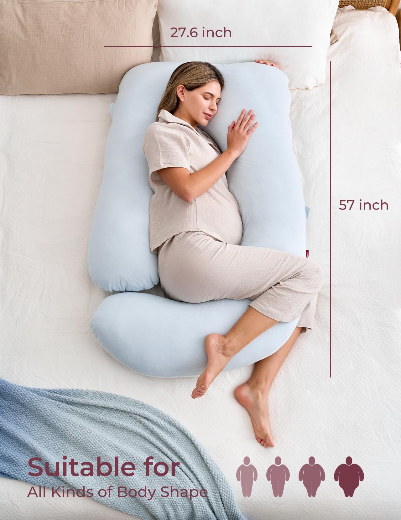 Momcozy Pregnancy Pillow for Sleeping - U Shaped Full Body Maternity Pillow