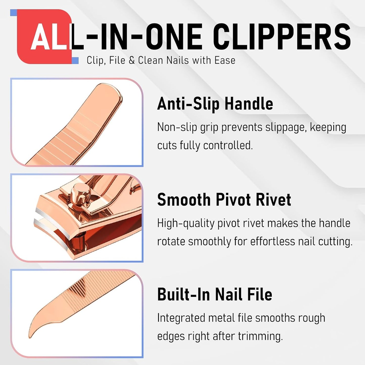 firiKer Nail Clippers with Nail File,Fingernail Clipper,Toe Nail Clippers