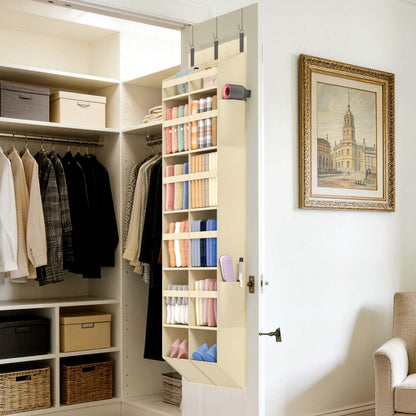 Lifewit 1 Pack Over the Door Organizer, 5 Section Hanging Storage, Beige