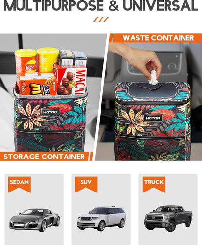 HOTOR Car Trash Can, Leakproof Car Organizer, 2-Gallon, Black