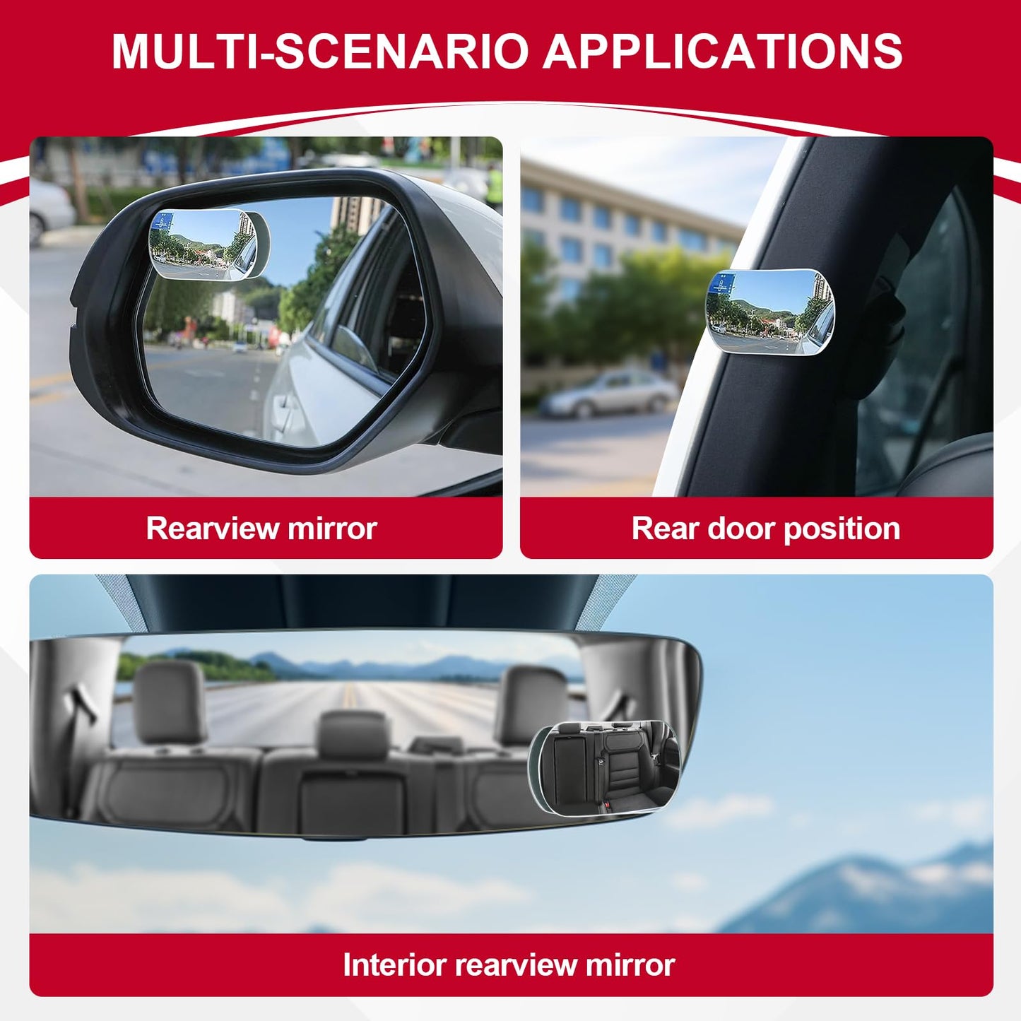 LivTee Blind Spot Mirror, 2" Round HD Glass Frameless Convex Rear View Mirrors Exterior Accessories with Wide Angle Adjustable Stick for Car SUV and Trucks, Pack of 2