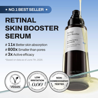 MEDITHERAPY Retinal Skin Booster Serum 5.07 fl oz | Retinaldehyde, Niacinamide, Cica | Korean Hydrating Face & Body Serum for Dull, Uneven Skin, All Skin Types, K-Beauty