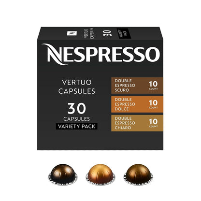 Nespresso Capsules Vertuo, Variety Pack, Medium and Dark Roast Coffee, 30 Count Coffee Pods, Brews 7.8 oz.