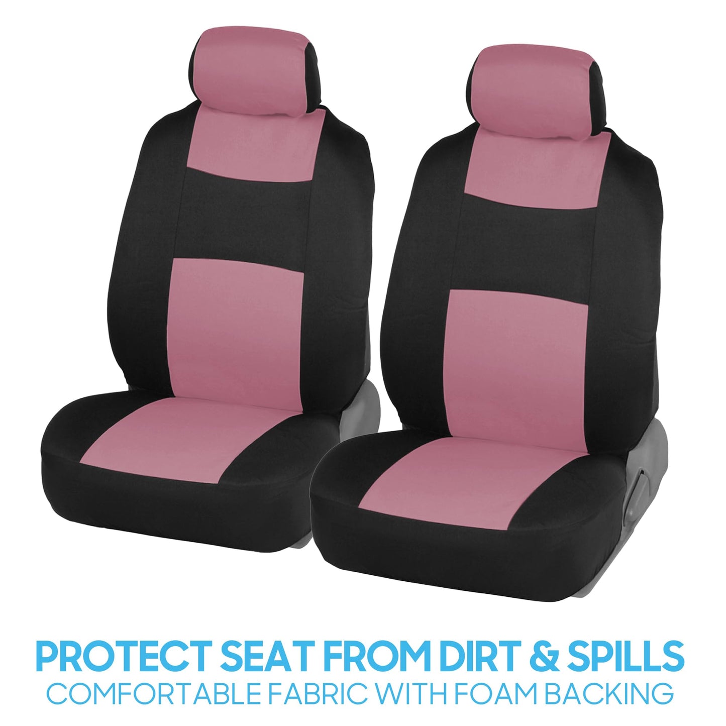 BDK PolyPro Car Seat Covers Full Set in Solid Black, Front and Rear Split Bench Seat Covers for Cars, Easy to Install Car Seats Cover Set and Accessories for Auto Trucks Van SUV - Solid Black