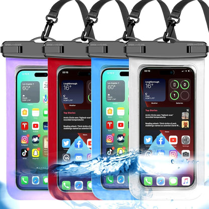 Waterproof Phone Pouch,2 Pack Black White Phone Waterproof Case,Cell Phone Dry Bag,Protection Level: IP68,Beach Cruise for Apple iPhone,Samsung,and More,Lanyard Included,(Fits Up to 8.3”),Black,White