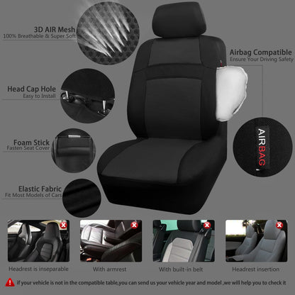 CAR PASS Waterproof Universal Fit Car Floor Mats, Faux Leather Car Carpet Mats, Black Car Mats with Anti-Slip Nibbs Backing & Driver Heel Pad Fit for SUV,Vans,sedans, Trucks,Set of 4pcs(All Black)