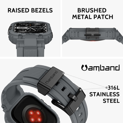 amBand Bands Compatible with Apple Watch 9/8/7/6/5/4 & SE 3/2/1 45mm/44mm Case for Men, M1 Sport Series Rugged Case Protective Cover for iWatch SE3/SE2/6/SE/5/4 44/45 mm Men Black